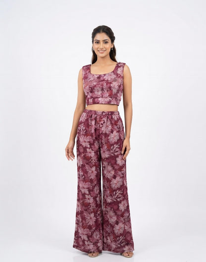 Berry Blossom: Floral Print Palazzo Set