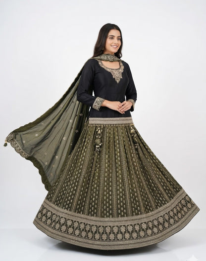 Dusky Olive Kurta Lehenga Set