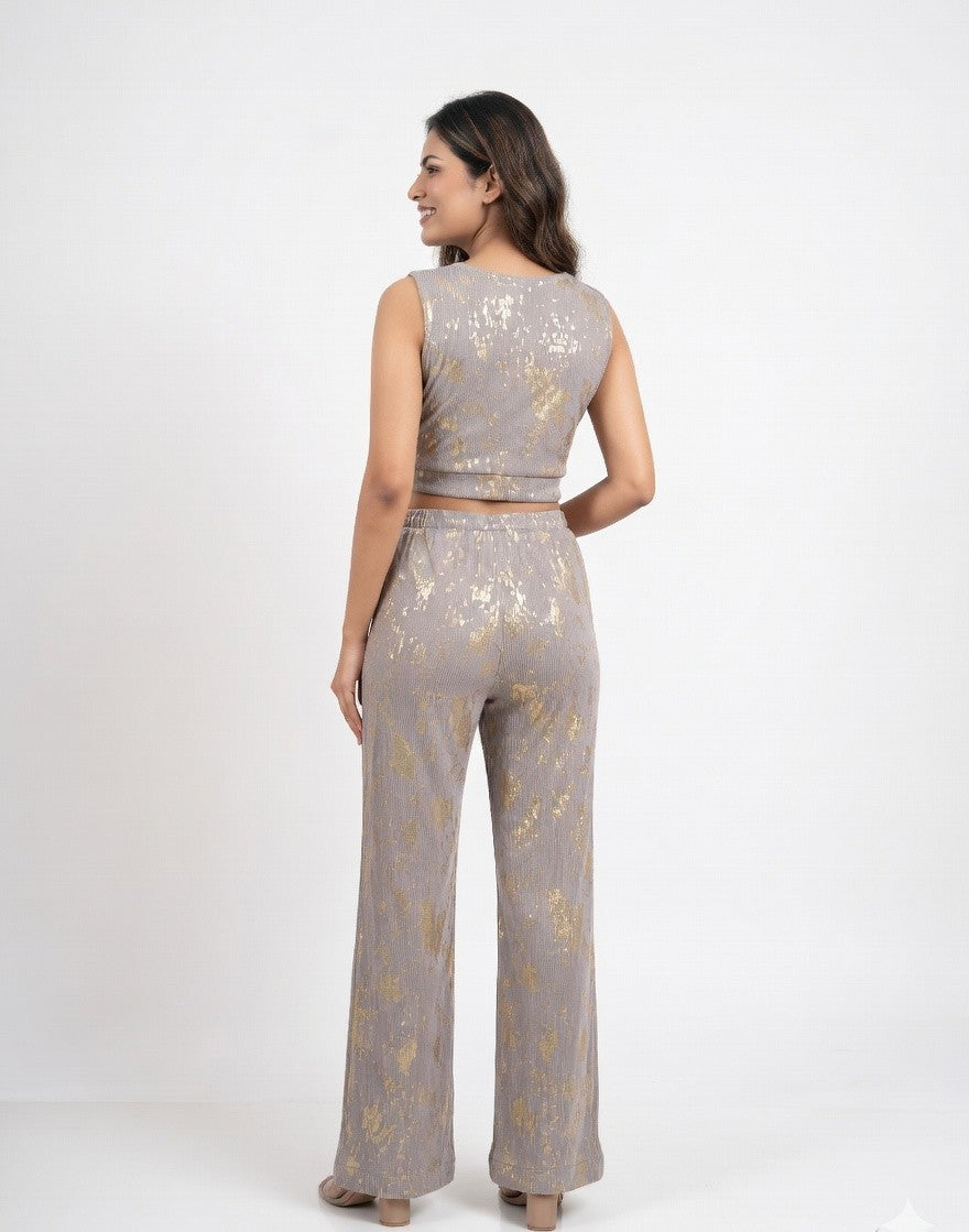 Gilded Mist: Metallic Foil Co-ord Set