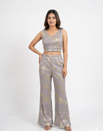 Gilded Mist: Metallic Foil Co-ord Set