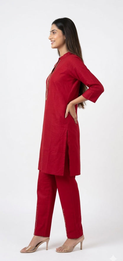 Crimson Classic Trouser Set