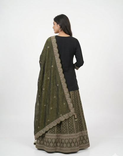 Dusky Olive Kurta Lehenga Set