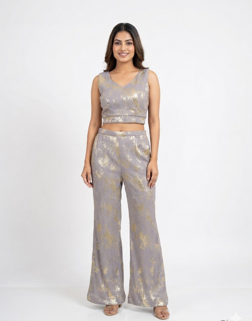 Gilded Mist: Metallic Foil Co-ord Set