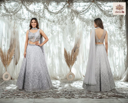 Moonlit Silver Sequin Lehenga Set