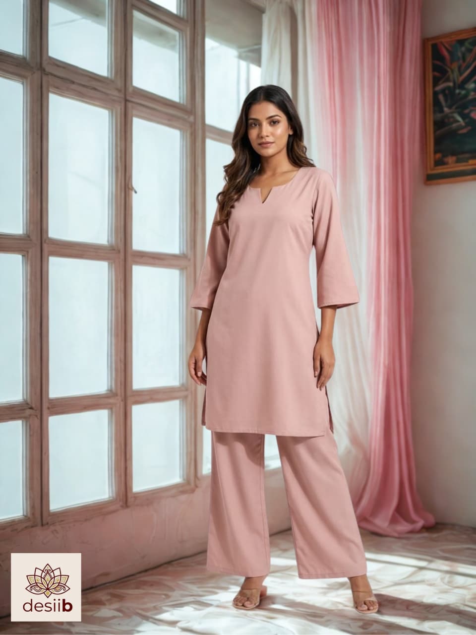 Soft Blush Pink Palazzo Set