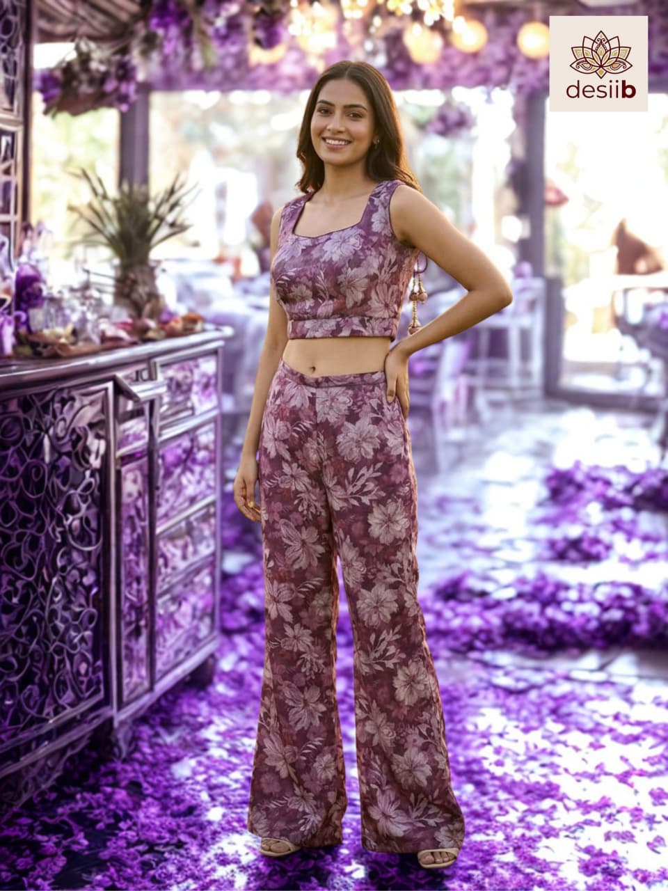 Berry Blossom: Floral Print Palazzo Set