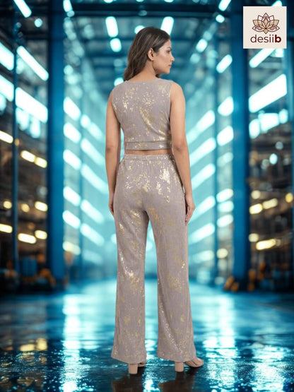 Gilded Mist: Metallic Foil Co-ord Set