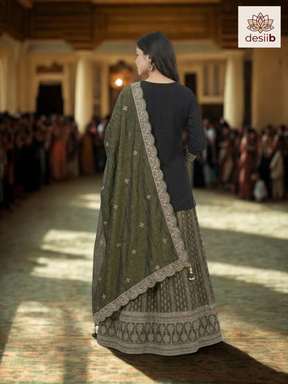 Dusky Olive Kurta Lehenga Set