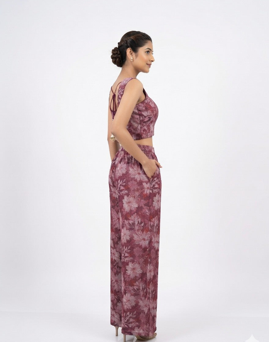 Berry Blossom: Floral Print Palazzo Set